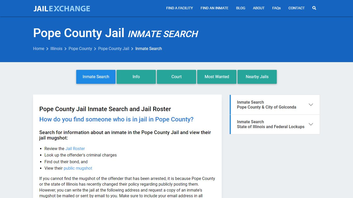 Inmate Search: Roster & Mugshots - Pope County Jail, IL